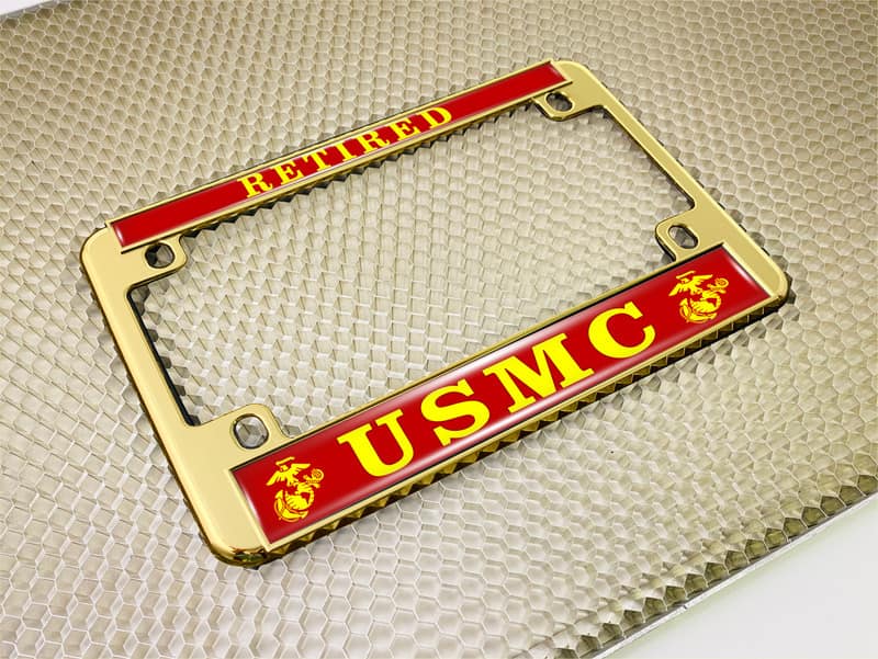 USMC - Retired Marine Corps EGA - Motorcycle Metal License Plate Frame